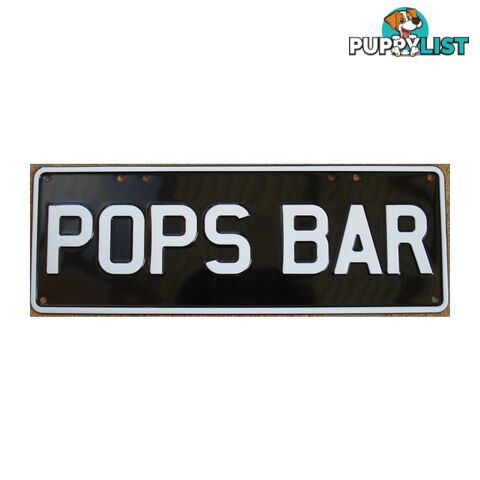 Pop's Bar Novelty Number Plate