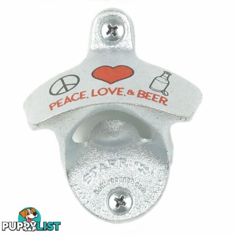 Peace, Love & Beers Wall Mounted Bottle Opener