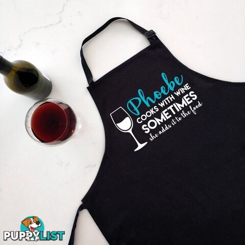 Cook With Wine - Black Personalised Apron