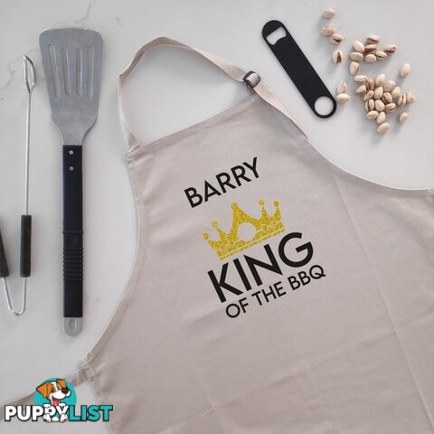 King of The BBQ - Beige Personalised Apron