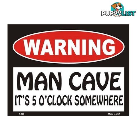 Warning! Man Cave - It's 5 O'clock Somewhere Tin Sign