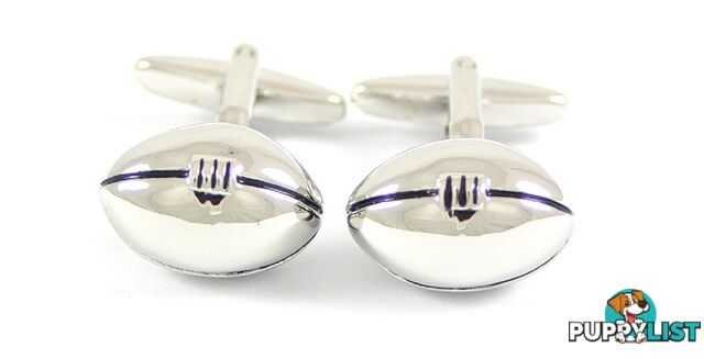 Silver Rugby Ball Cufflinks with Box