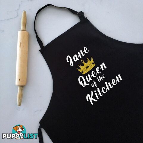 Queen of The Kitchen - Personalised Apron Black