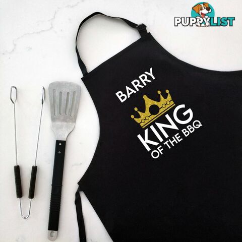 King of The BBQ - Personalised Apron Black