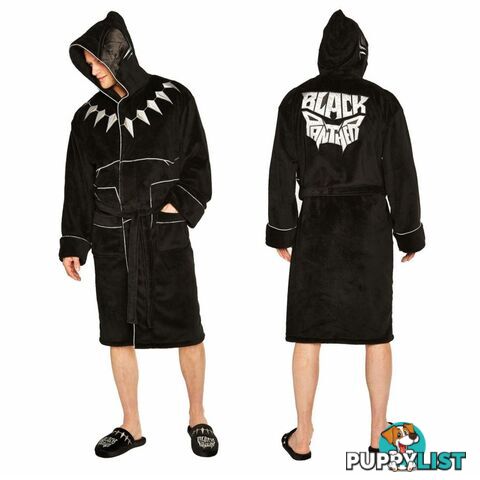 Black Panther Hooded Fleece Bathrobe