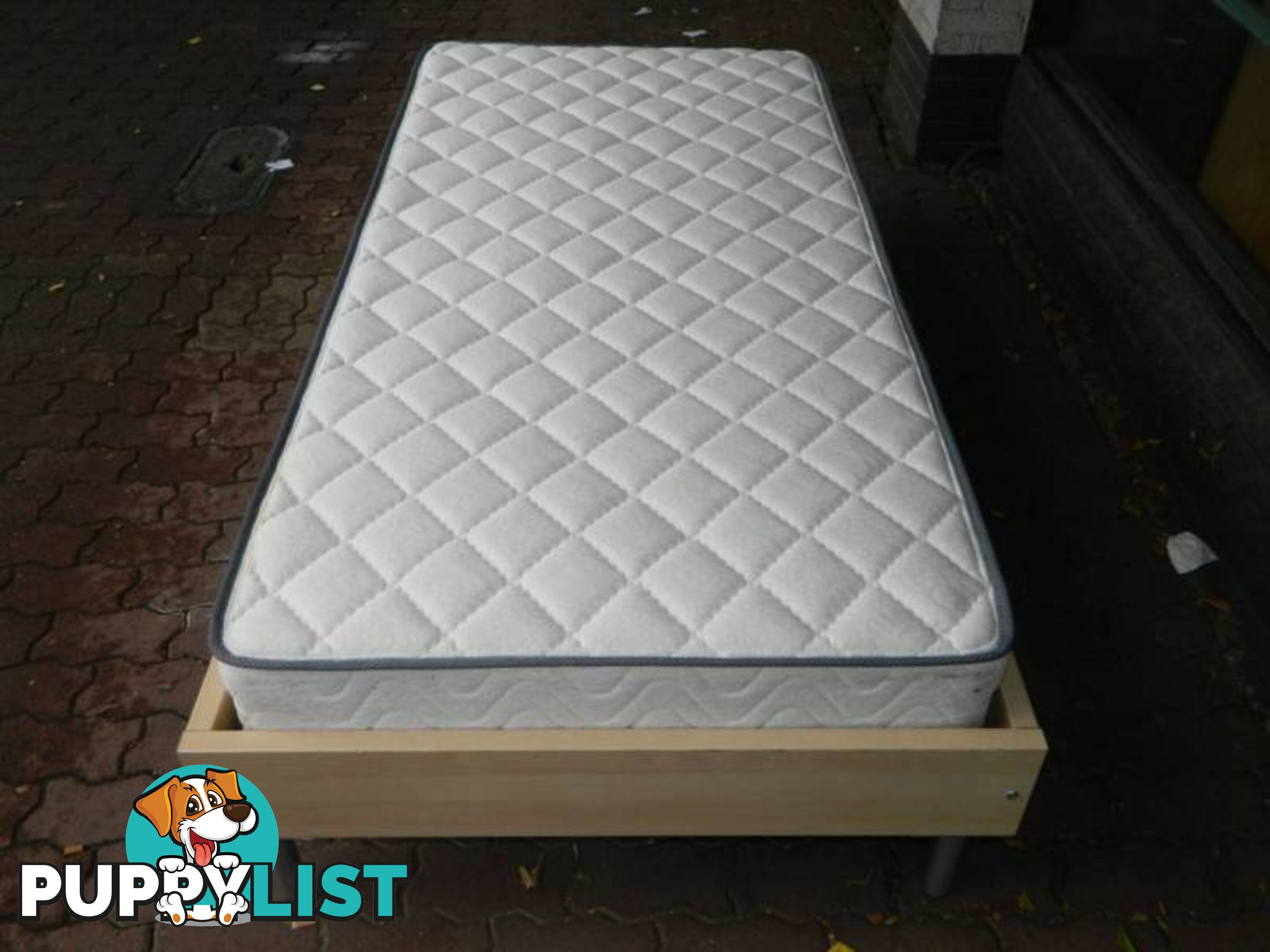 Wooden Single Bed Frame With Mattress!