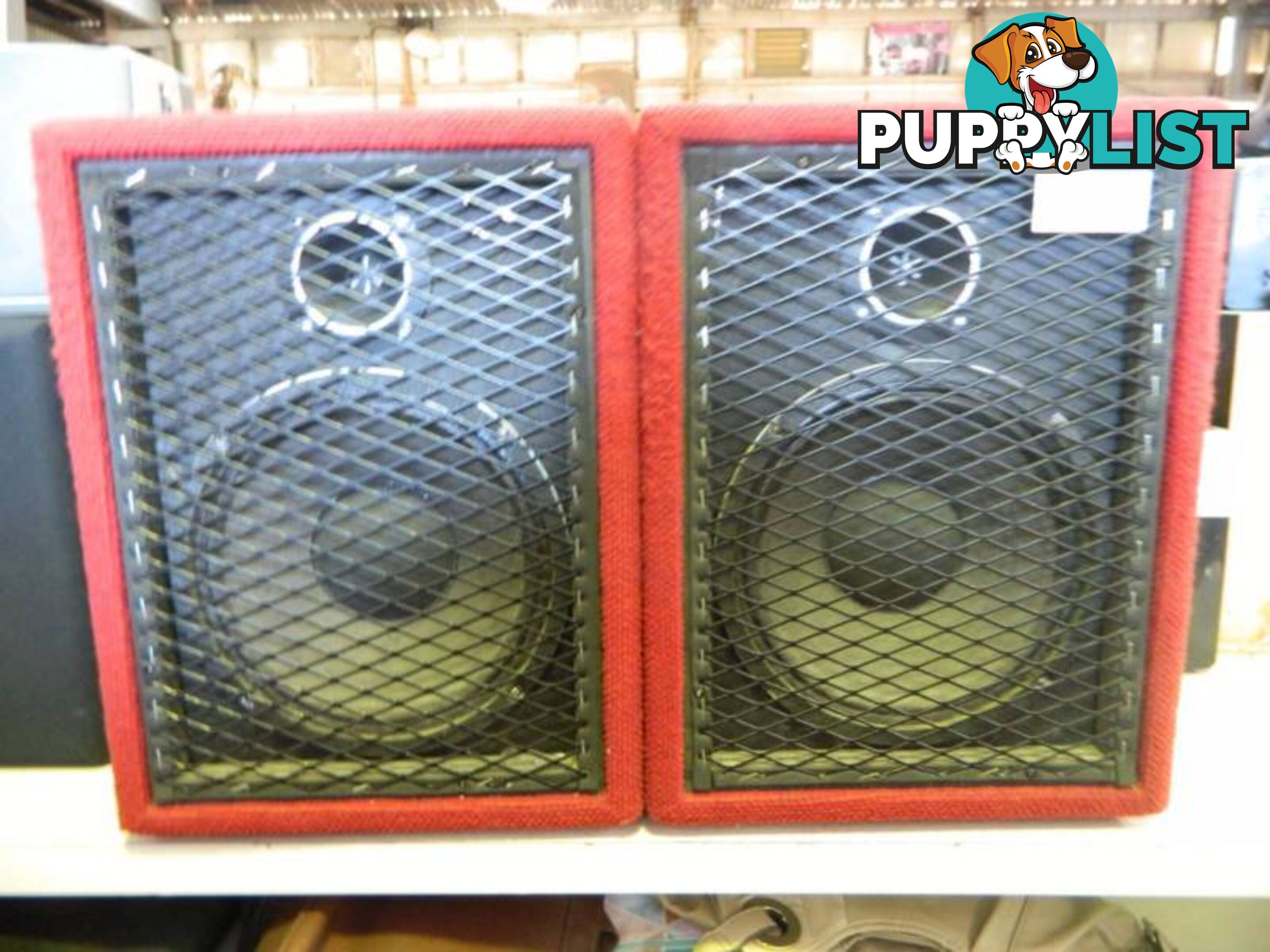 Pair of Vintage Quality Red Speakers