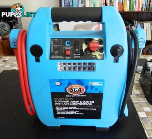 1100 Amp SCA Jumpstarter with Air Compressor and Attachments