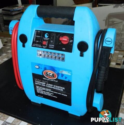 1100 Amp SCA Jumpstarter with Air Compressor and Attachments