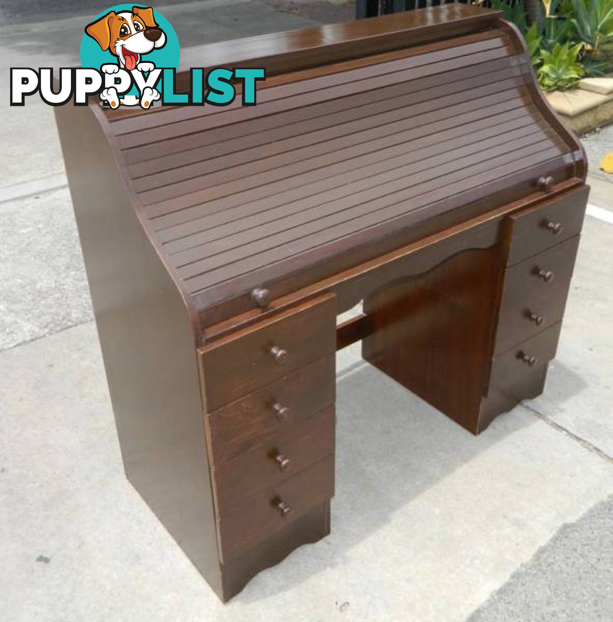 Retro Wooden Roll Top Desk !!!