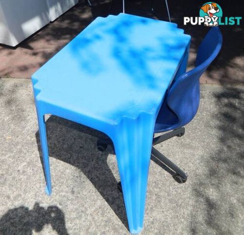 Plastic Blue Table with Blue Computer Chair