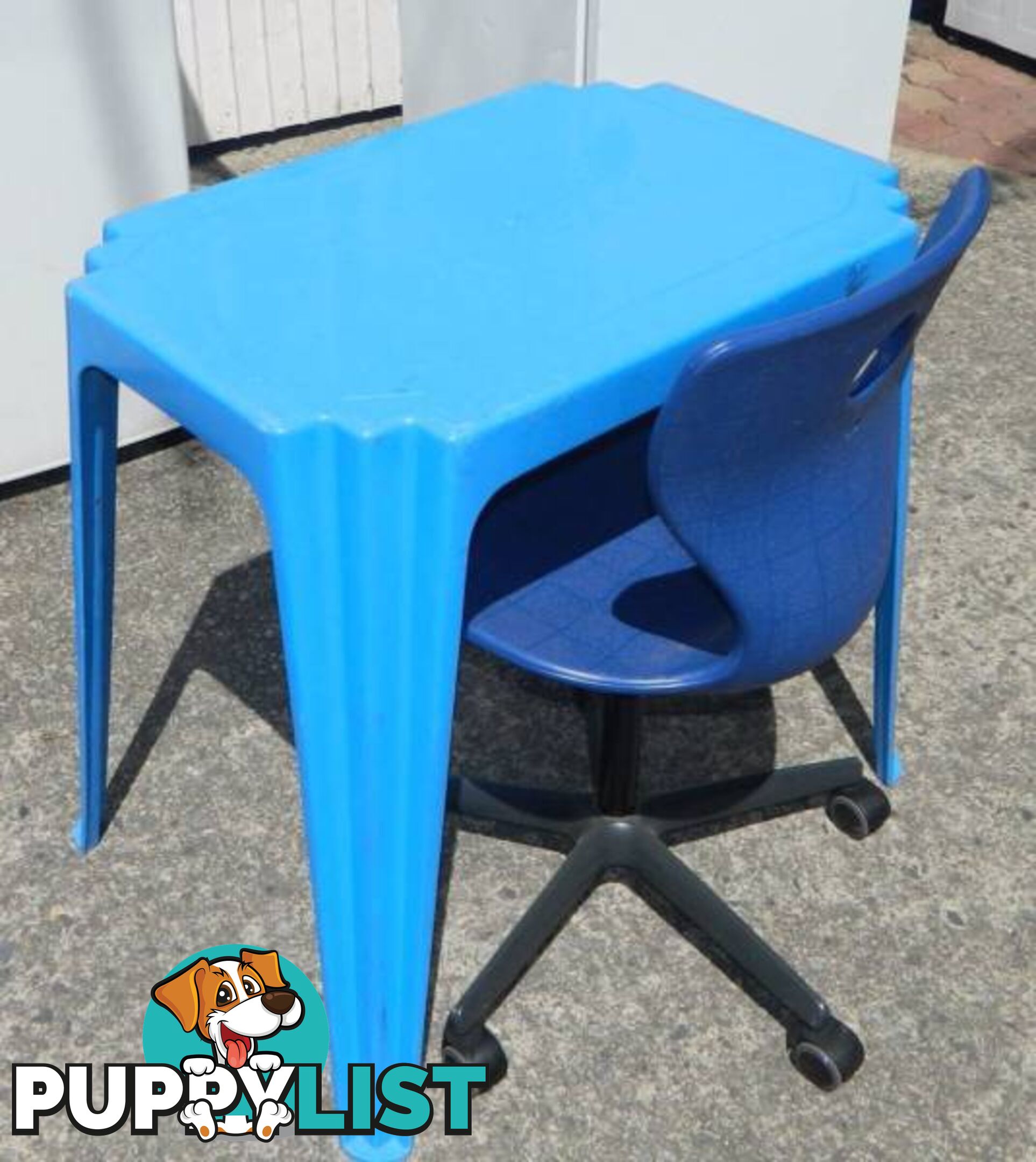 Plastic Blue Table with Blue Computer Chair