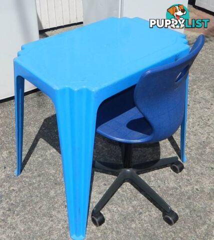 Plastic Blue Table with Blue Computer Chair