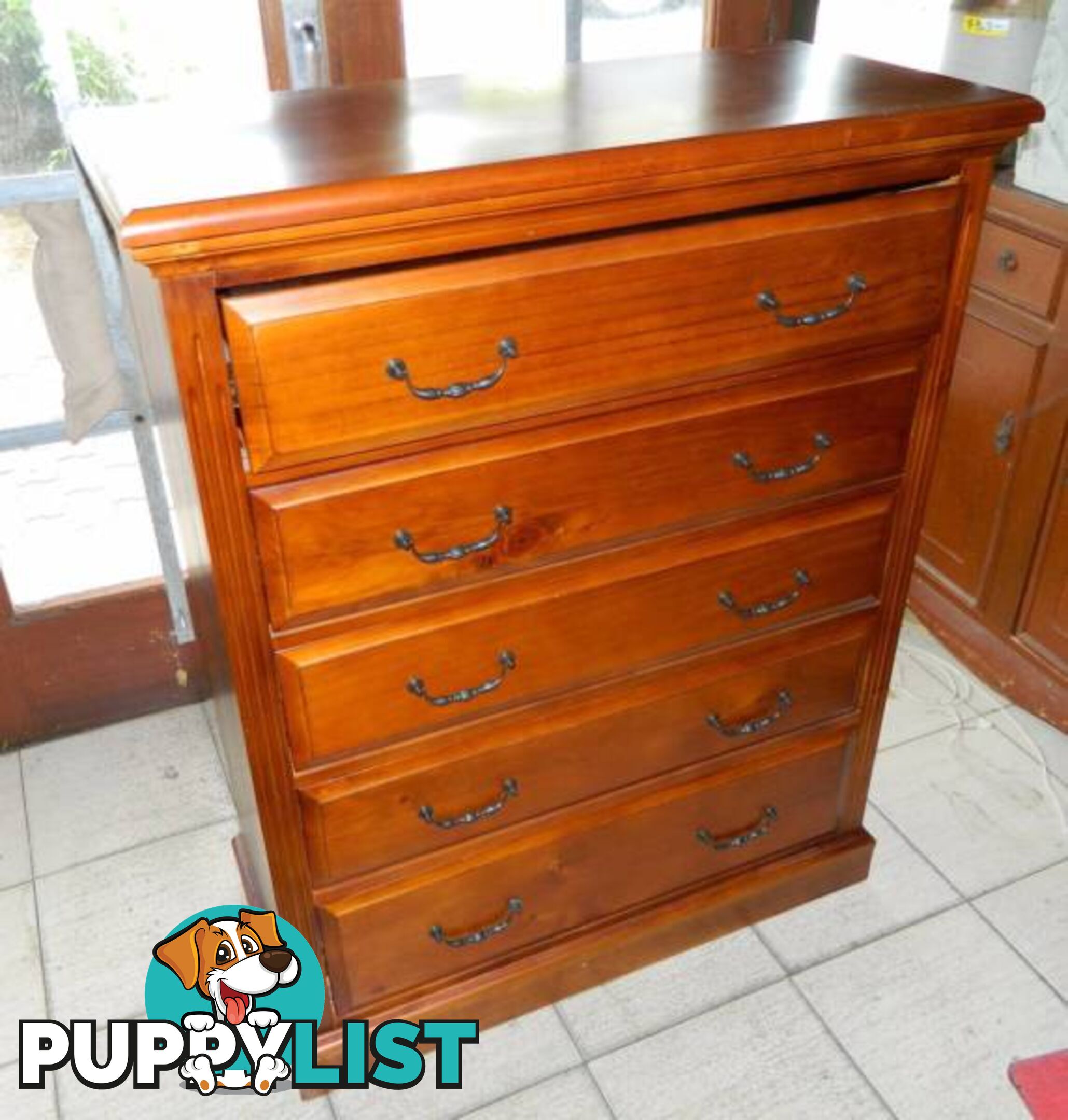 Quality Solid Wood 5 Drawer Tallboy