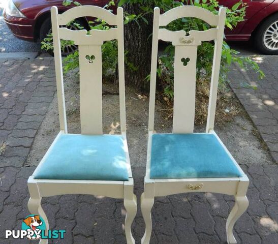 Pair Of Retro Ornate Wooden White Chairs !!!