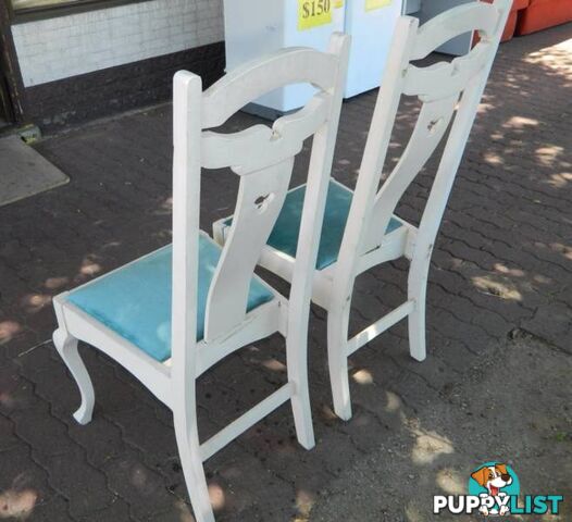 Pair Of Retro Ornate Wooden White Chairs !!!