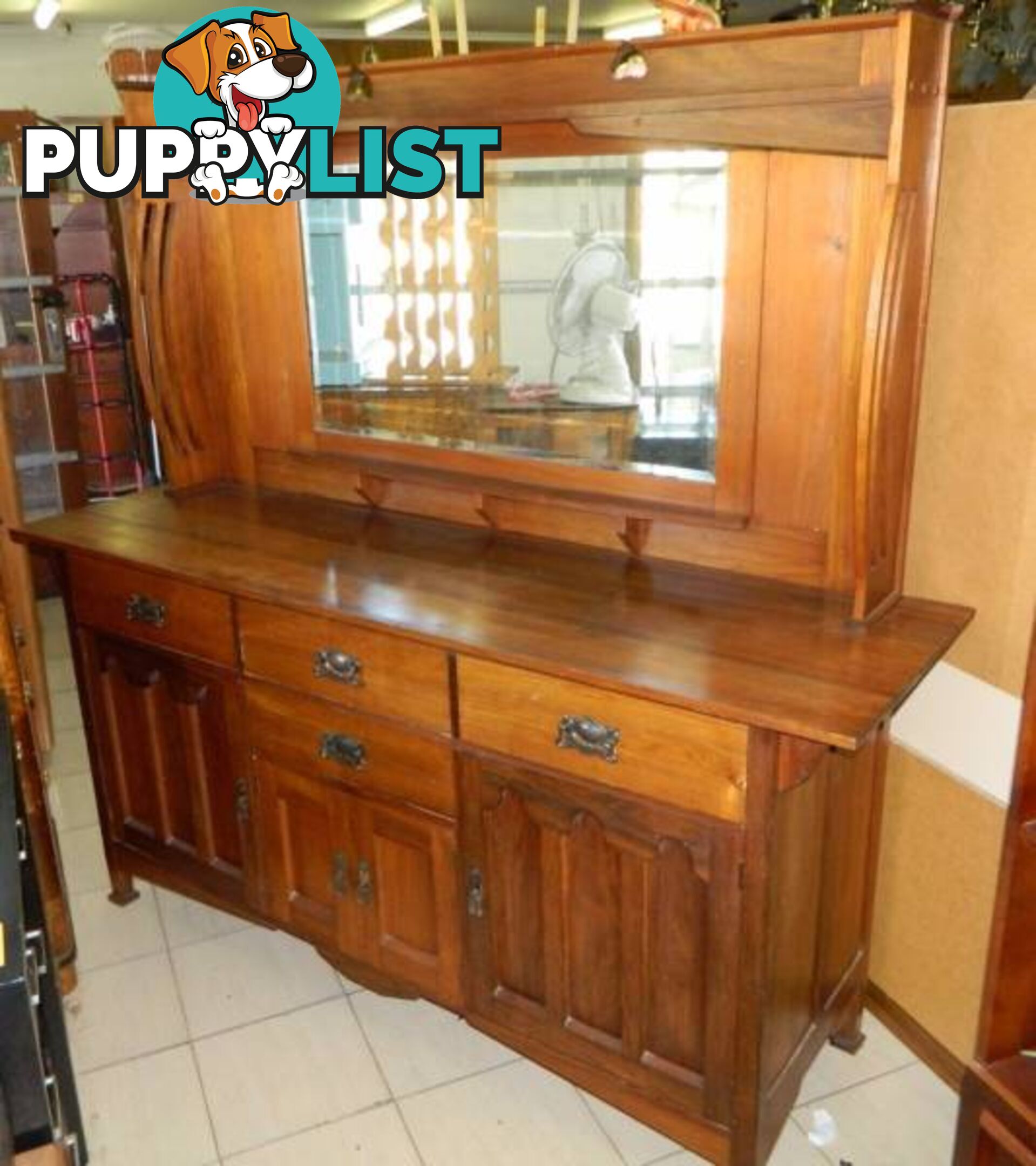 Antique Grand Solid Oak Side Dresser