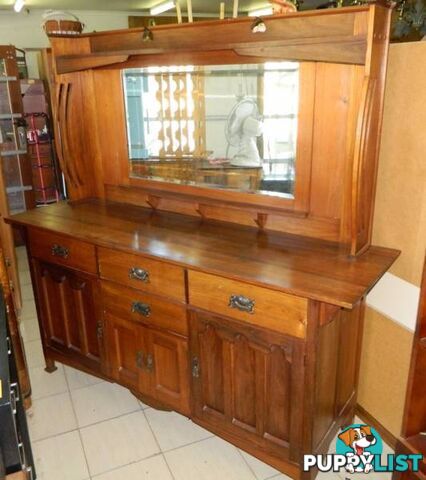 Antique Grand Solid Oak Side Dresser