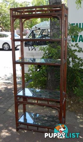 Lovely Cane Framed Glass Shelved Shelf