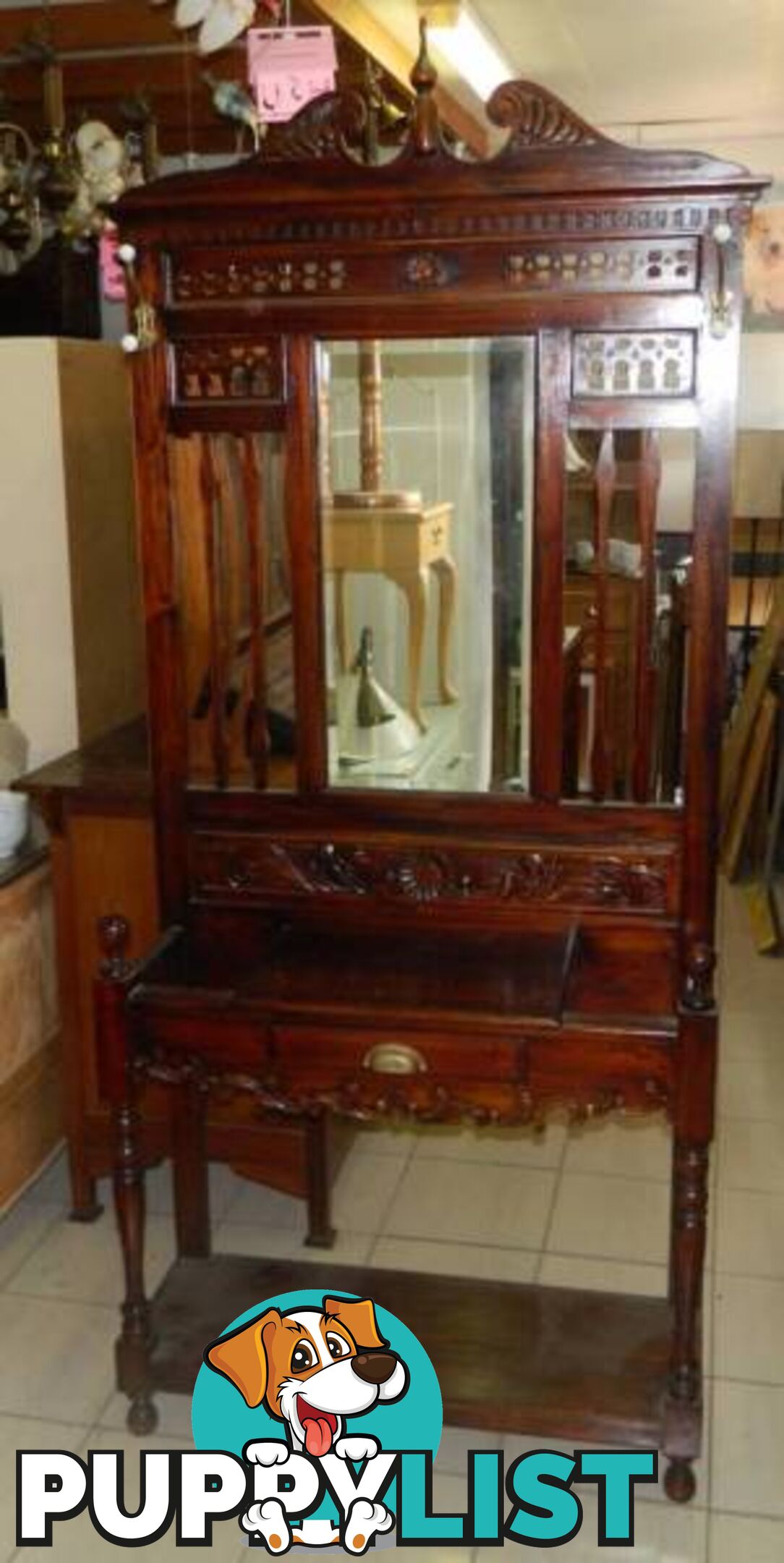 Lovely Retro Wooden Hallway Mirror Stand