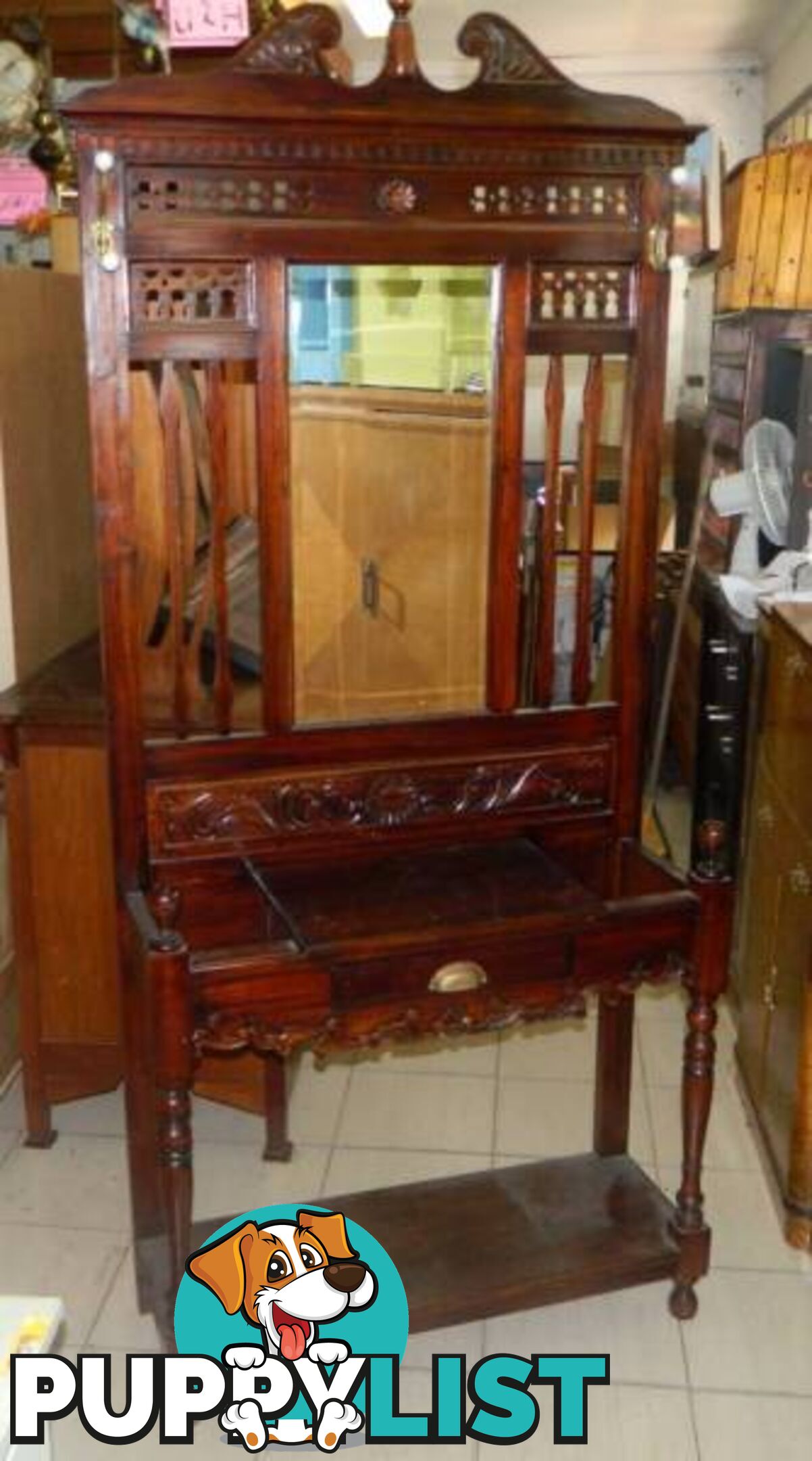 Lovely Retro Wooden Hallway Mirror Stand