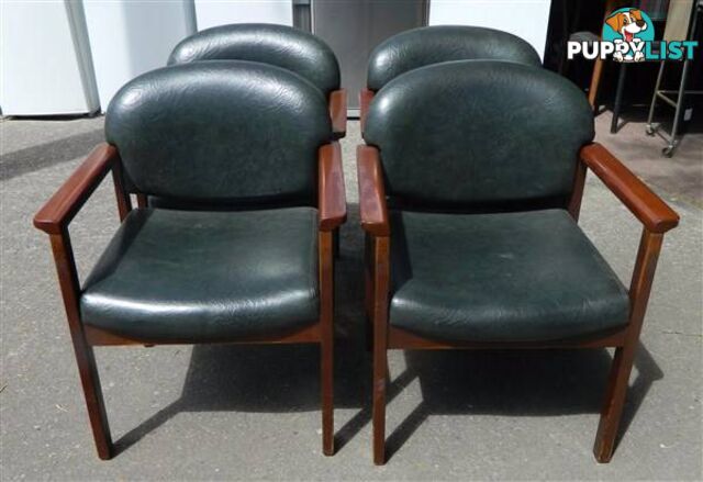 Comfy Set of 4 Green Cushioned Wooden Dining Chairs !!!