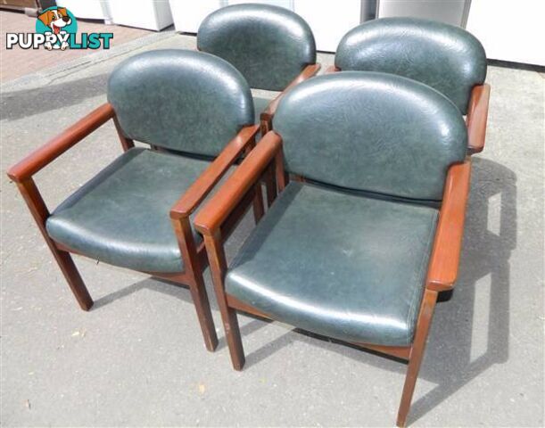 Comfy Set of 4 Green Cushioned Wooden Dining Chairs !!!