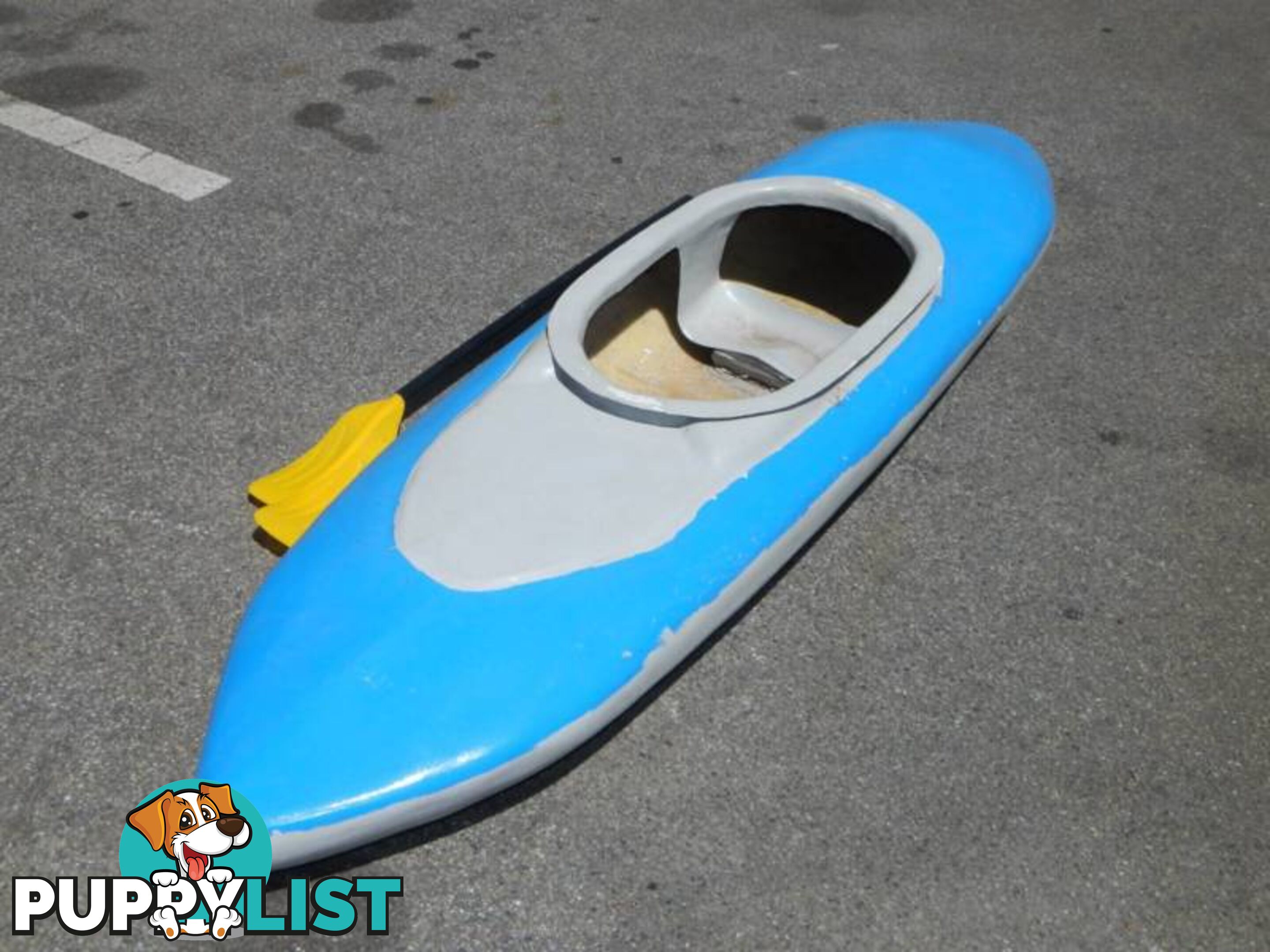 Blue Fiberglass 2.18m Kayak with paddles