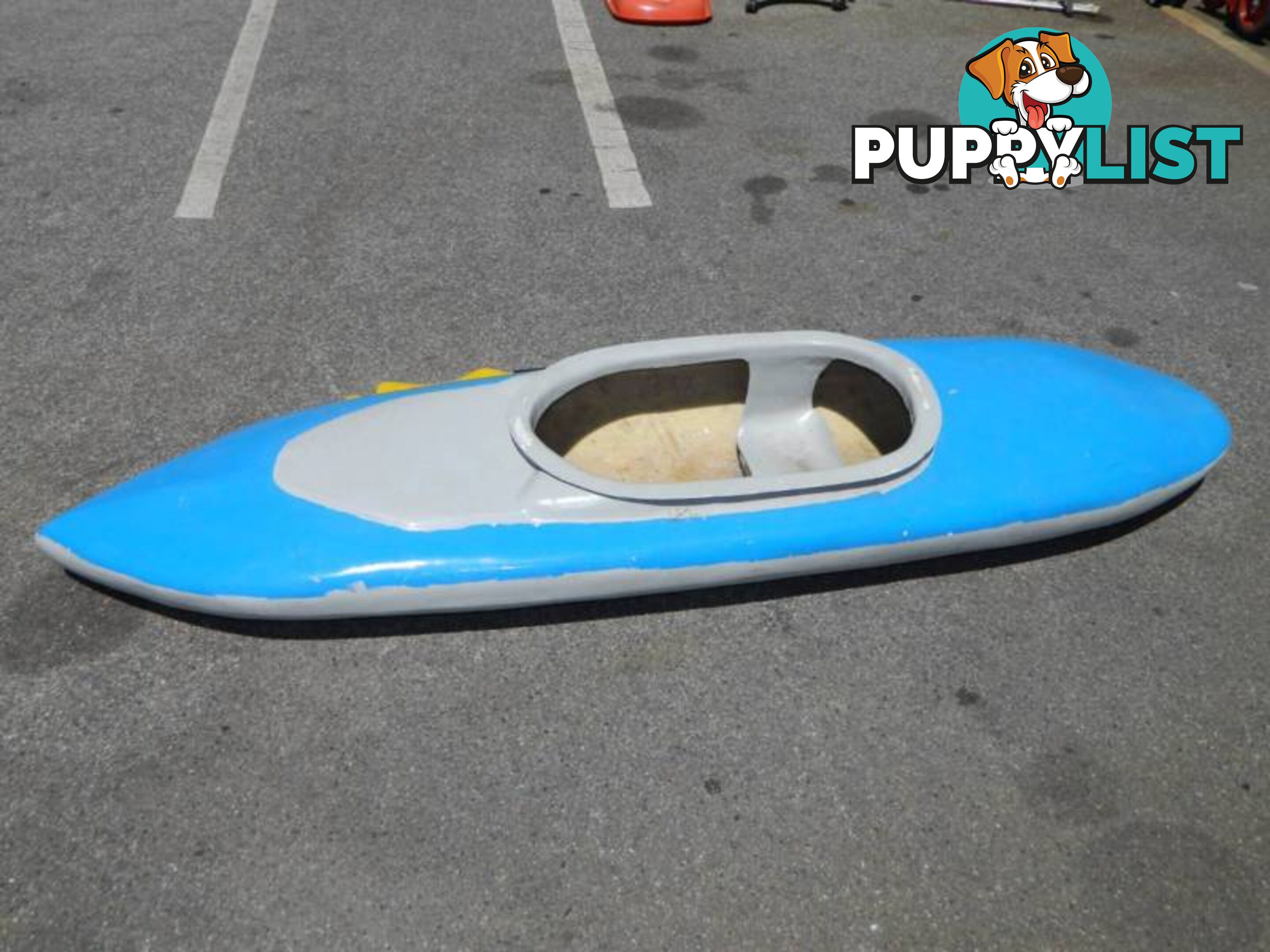 Blue Fiberglass 2.18m Kayak with paddles