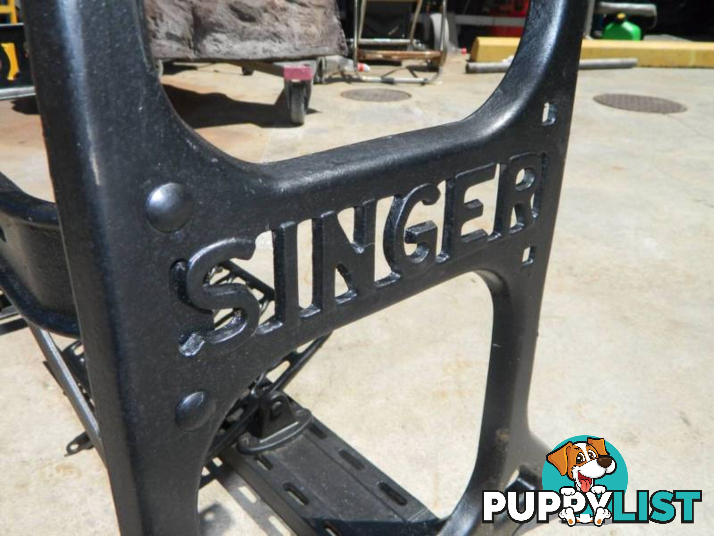 Solid Metal Singer Sewing Table With Heavy Stone Top