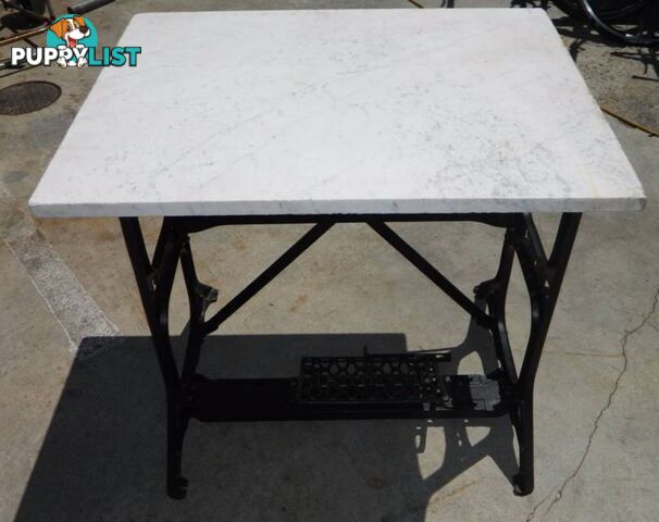 Solid Metal Singer Sewing Table With Heavy Stone Top