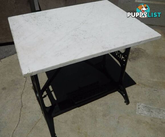 Solid Metal Singer Sewing Table With Heavy Stone Top