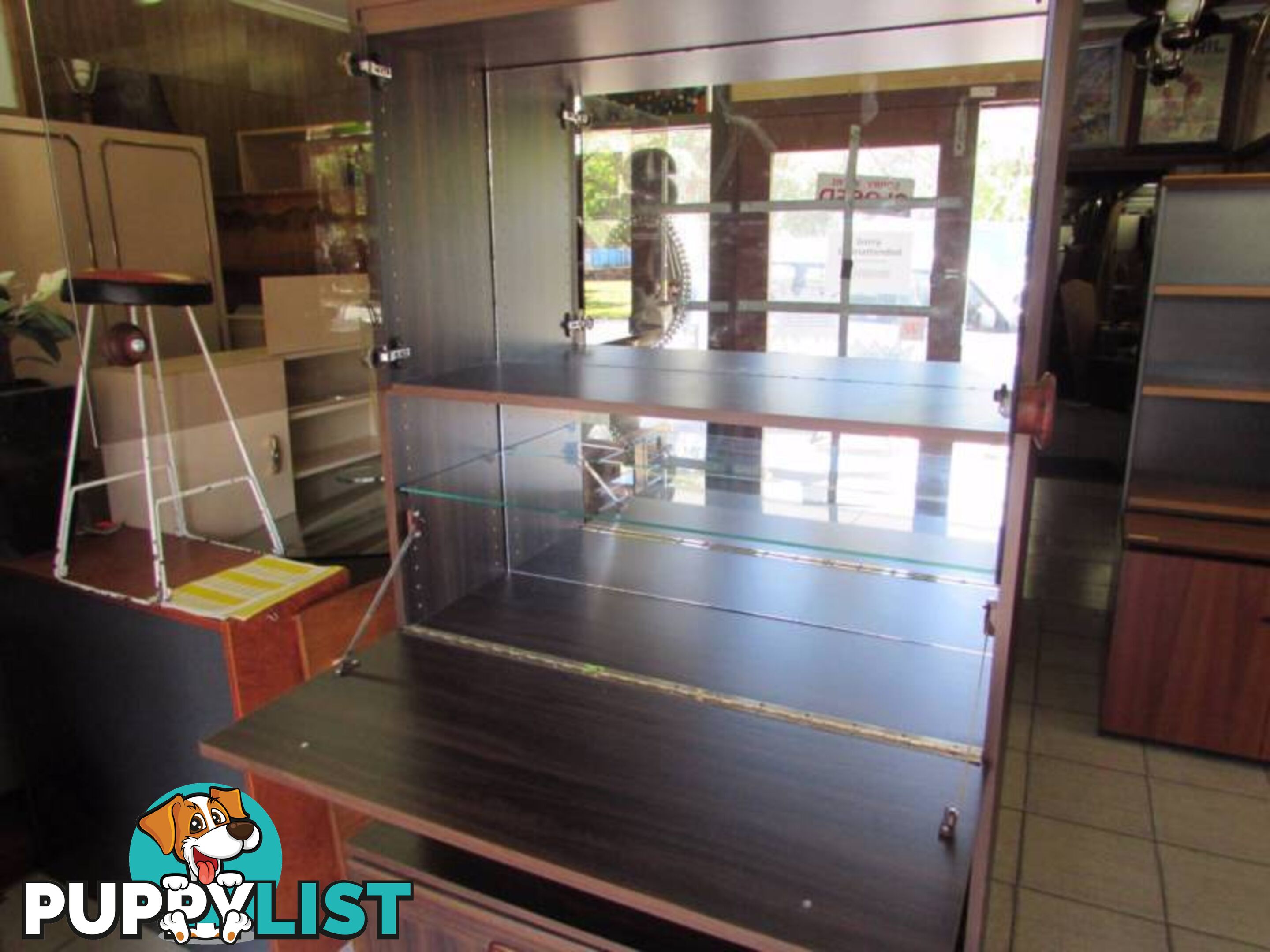 RETRO WOODEN CUPBOARD WITH GLASS DISPLAY DOORS !!!