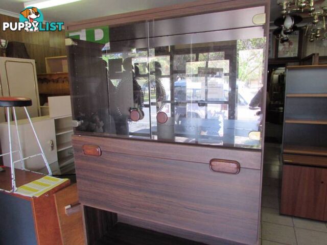 RETRO WOODEN CUPBOARD WITH GLASS DISPLAY DOORS !!!