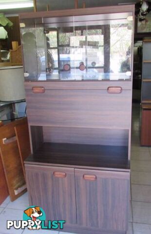 RETRO WOODEN CUPBOARD WITH GLASS DISPLAY DOORS !!!