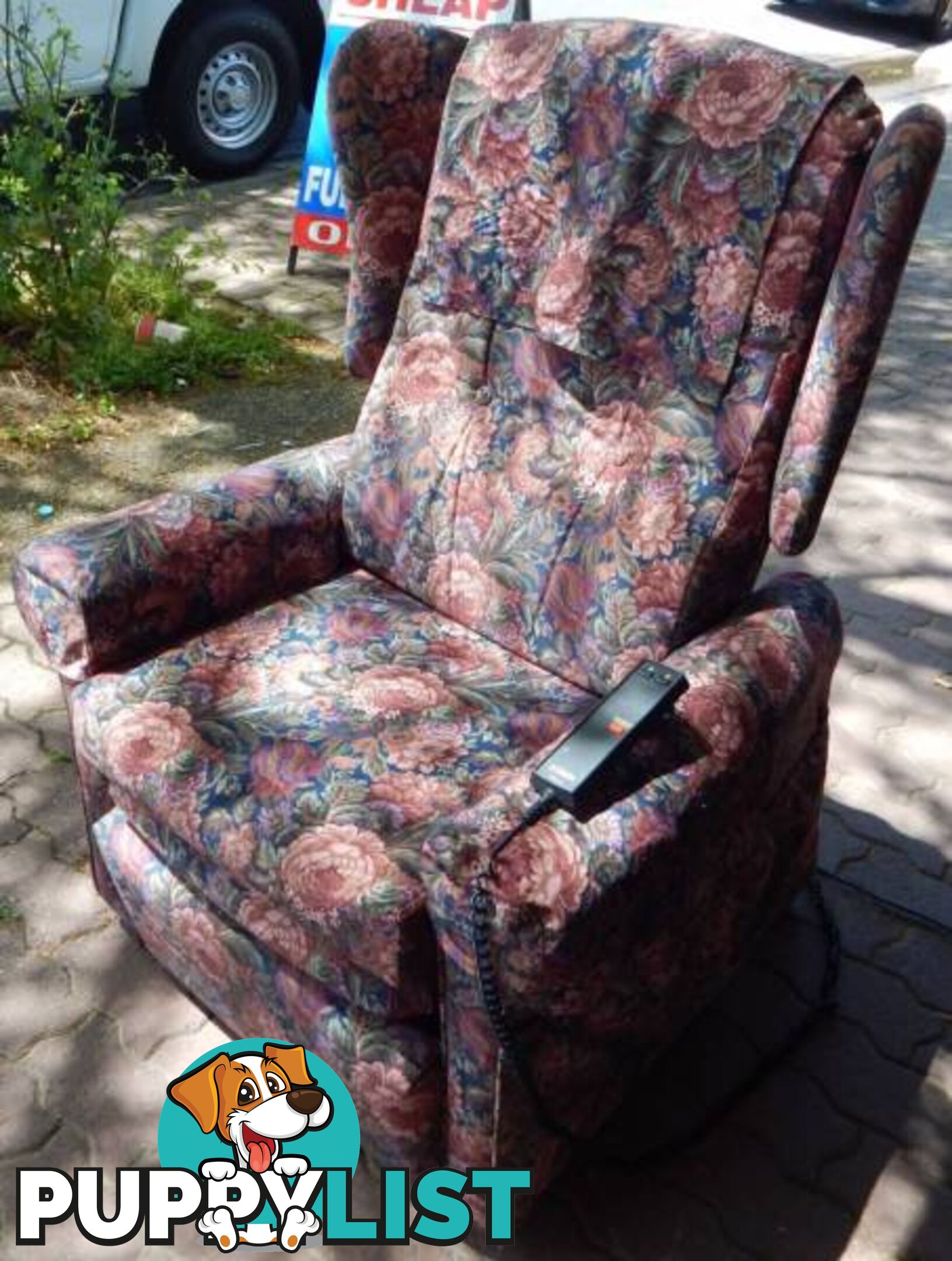 ELECTRIC RECLINER ARMCHAIR STAND ASSIST FLORAL