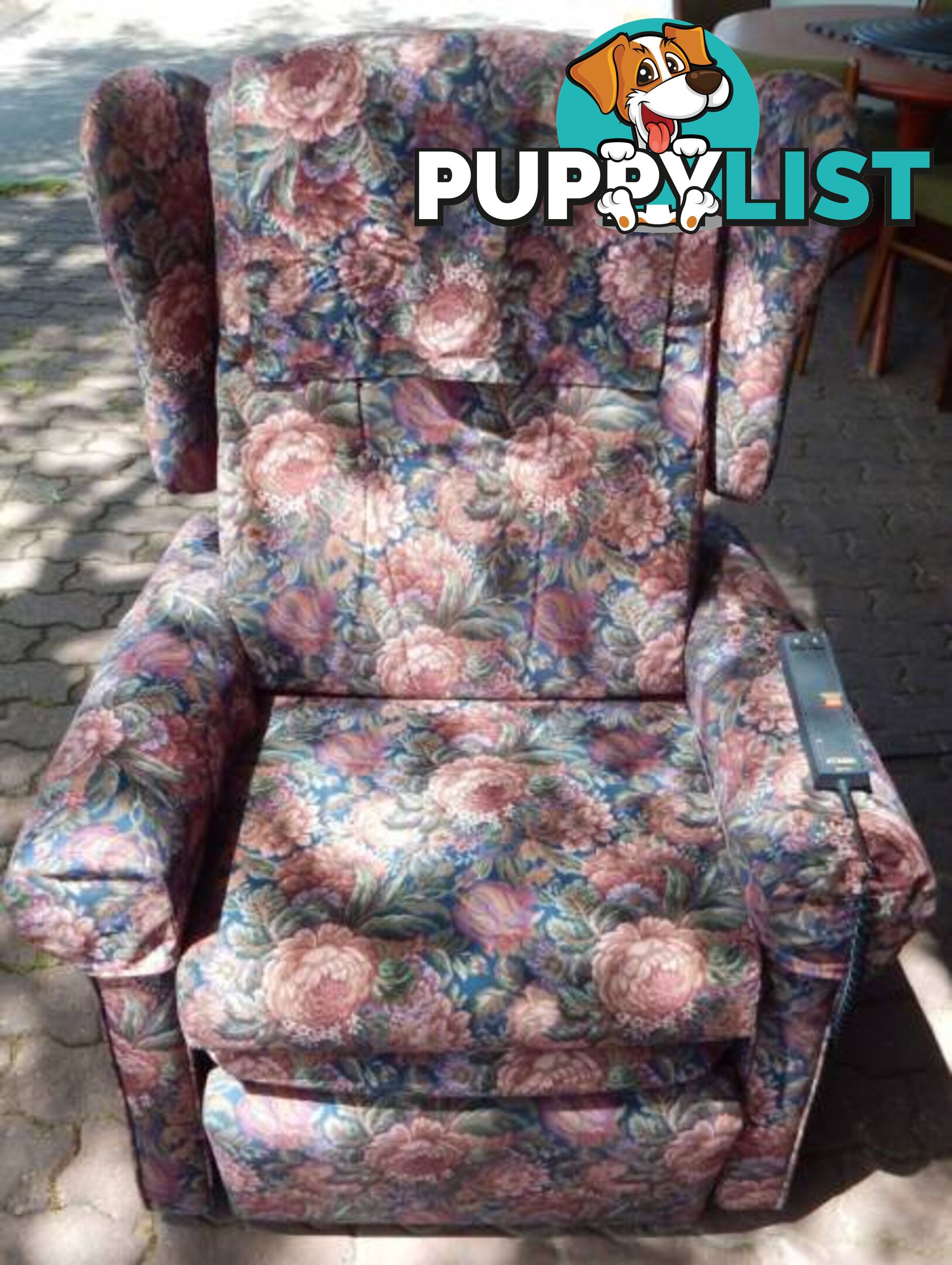 ELECTRIC RECLINER ARMCHAIR STAND ASSIST FLORAL