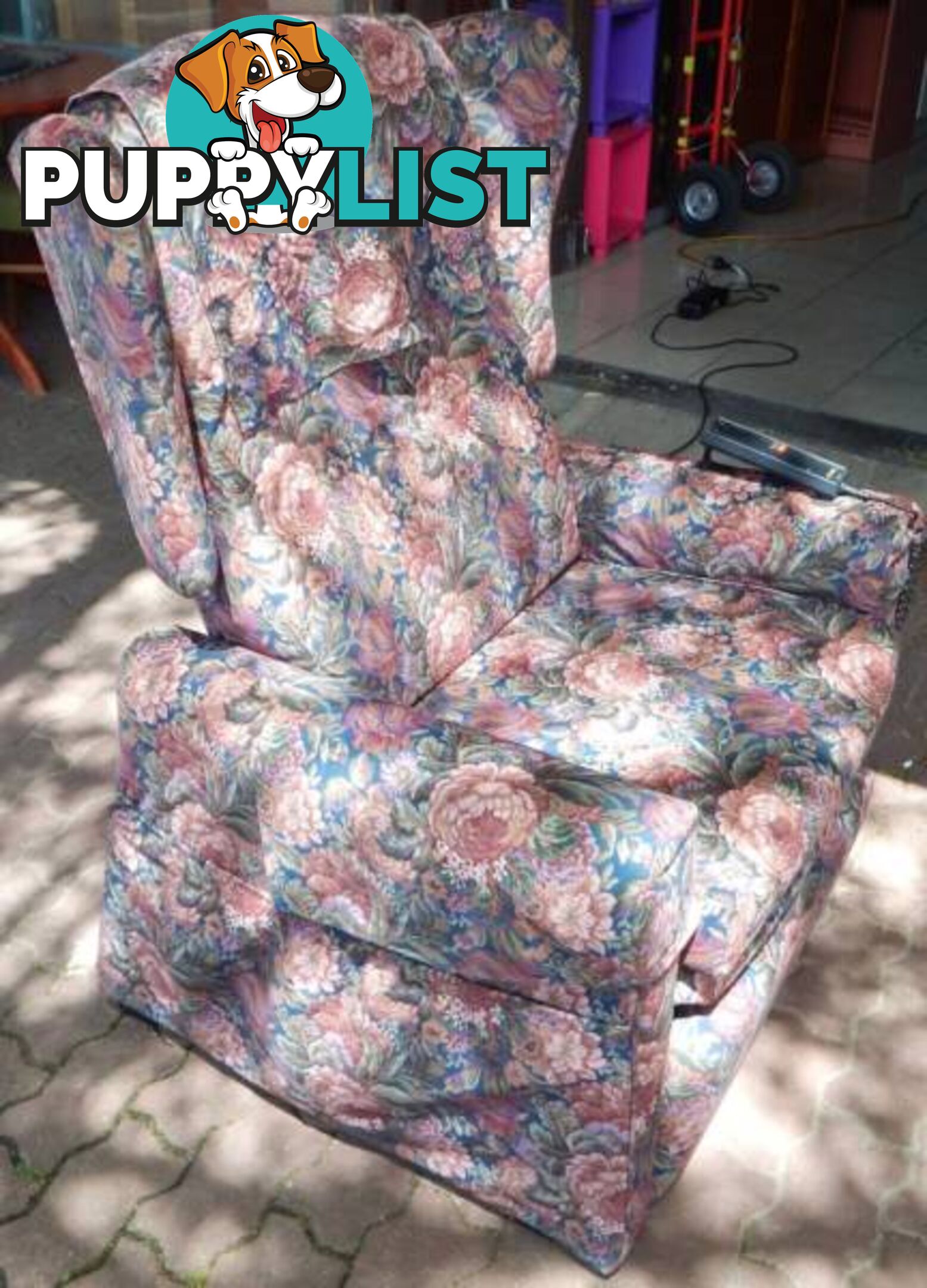 ELECTRIC RECLINER ARMCHAIR STAND ASSIST FLORAL