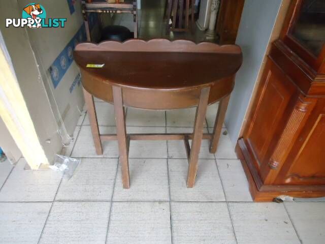 ANTIQUE HALF ROUND WOODEN HALLWAY TABLE