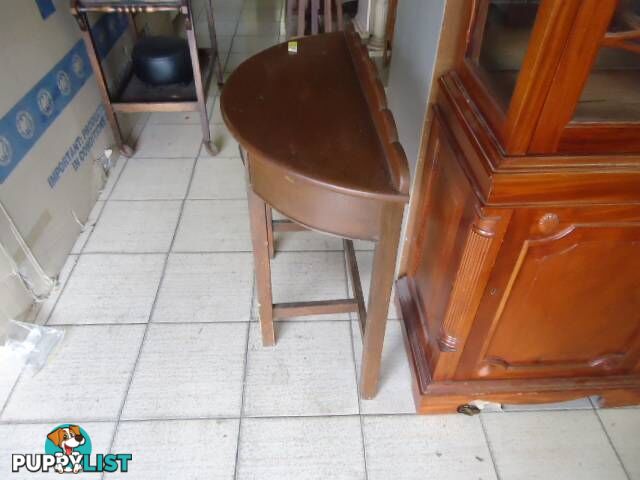 ANTIQUE HALF ROUND WOODEN HALLWAY TABLE