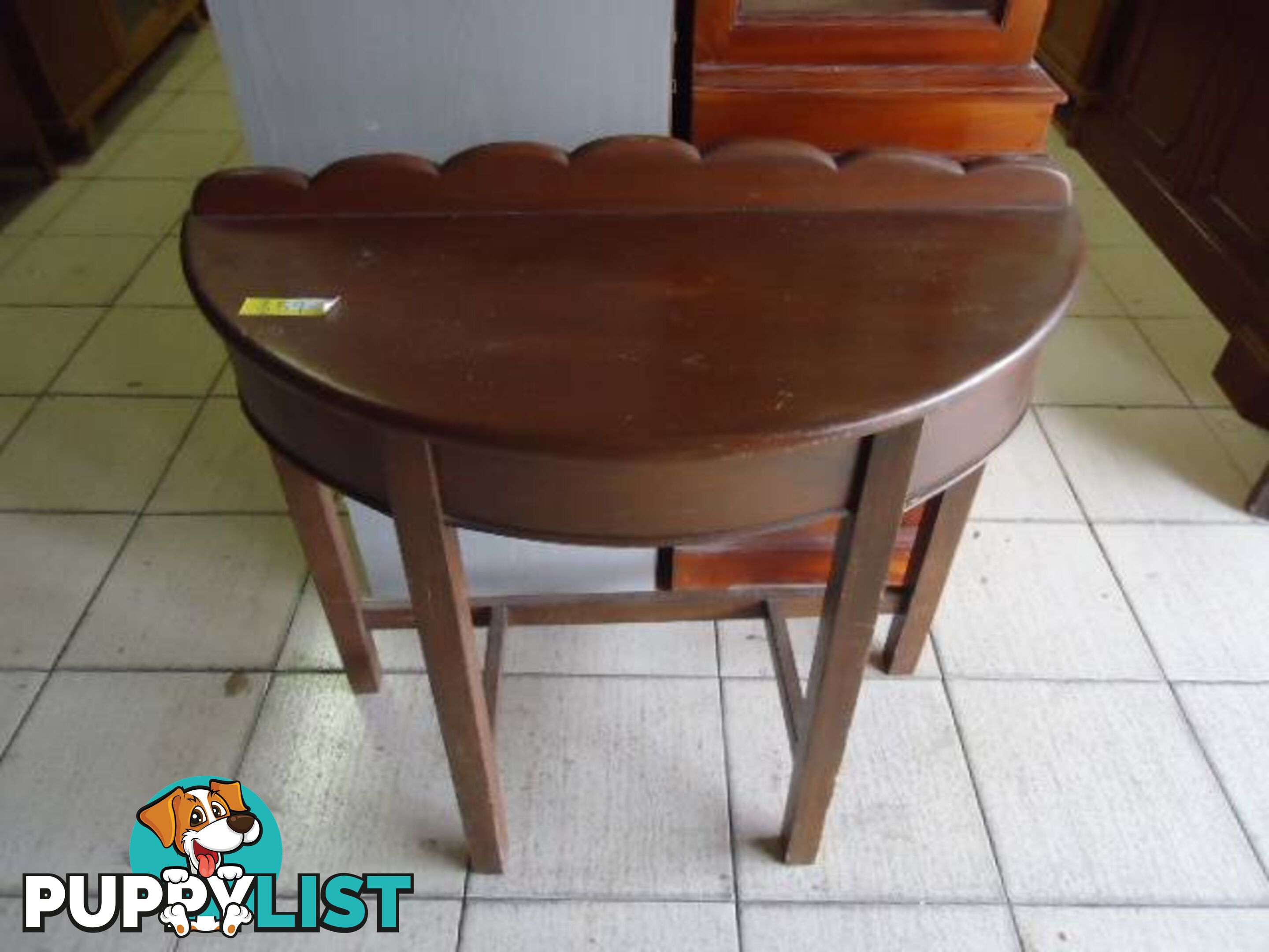 ANTIQUE HALF ROUND WOODEN HALLWAY TABLE