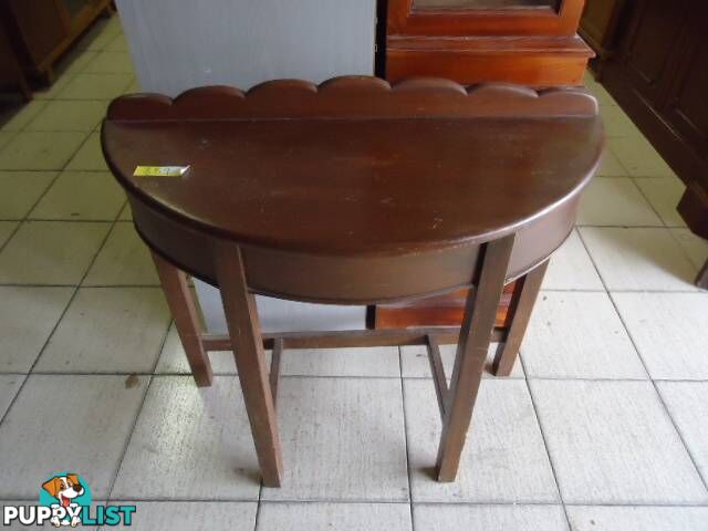 ANTIQUE HALF ROUND WOODEN HALLWAY TABLE