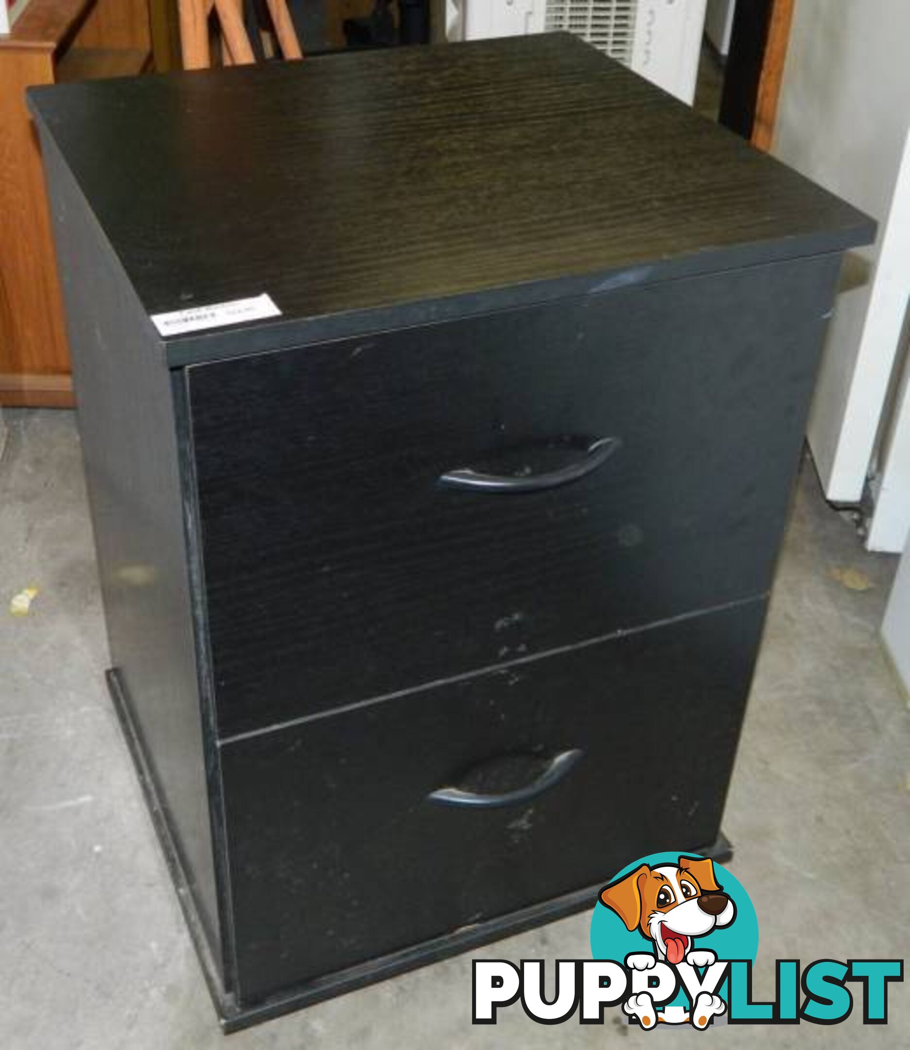 2 Door Dark Wood Drawer