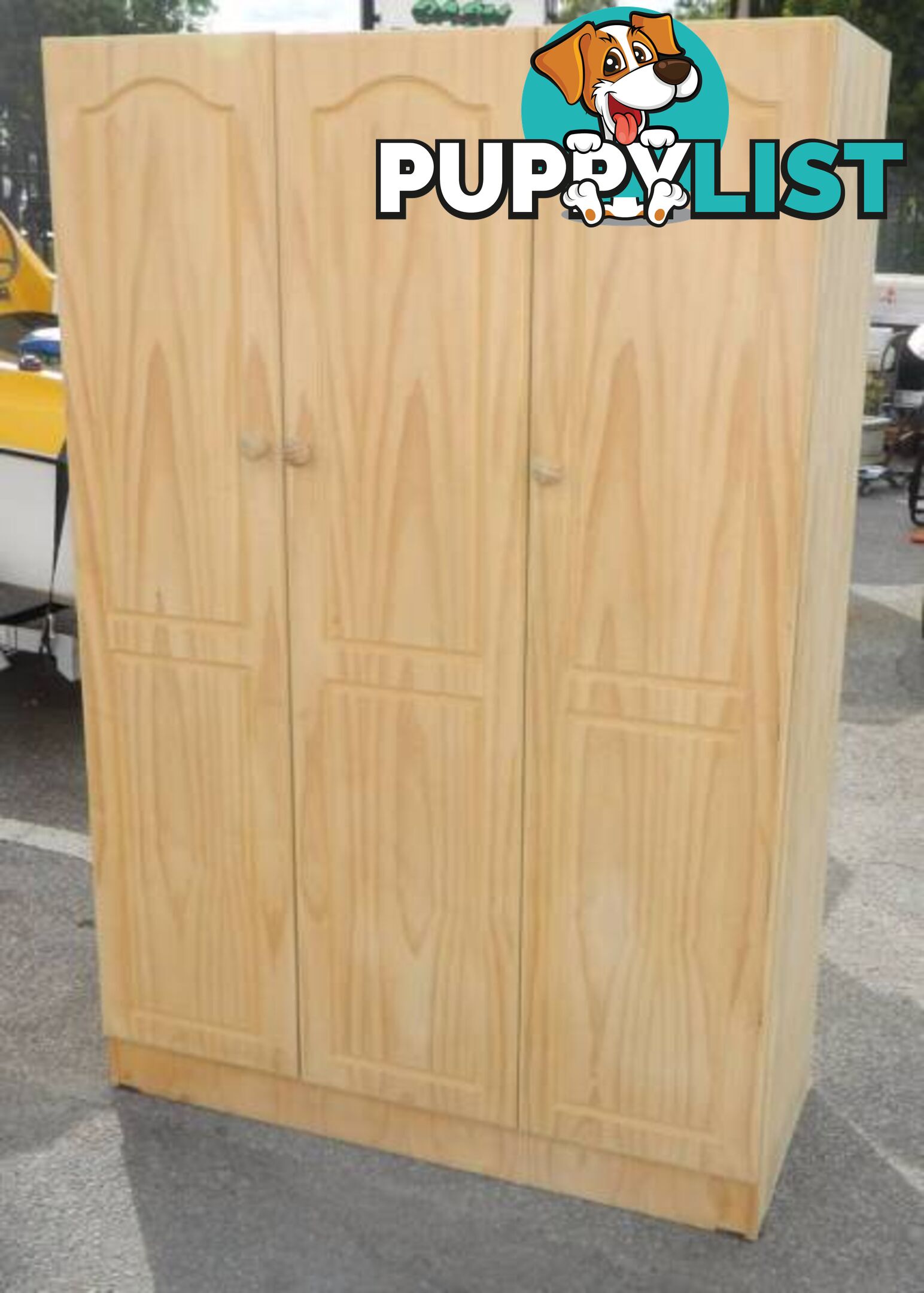 Solid 3 Door Storage Pantry Cupboard