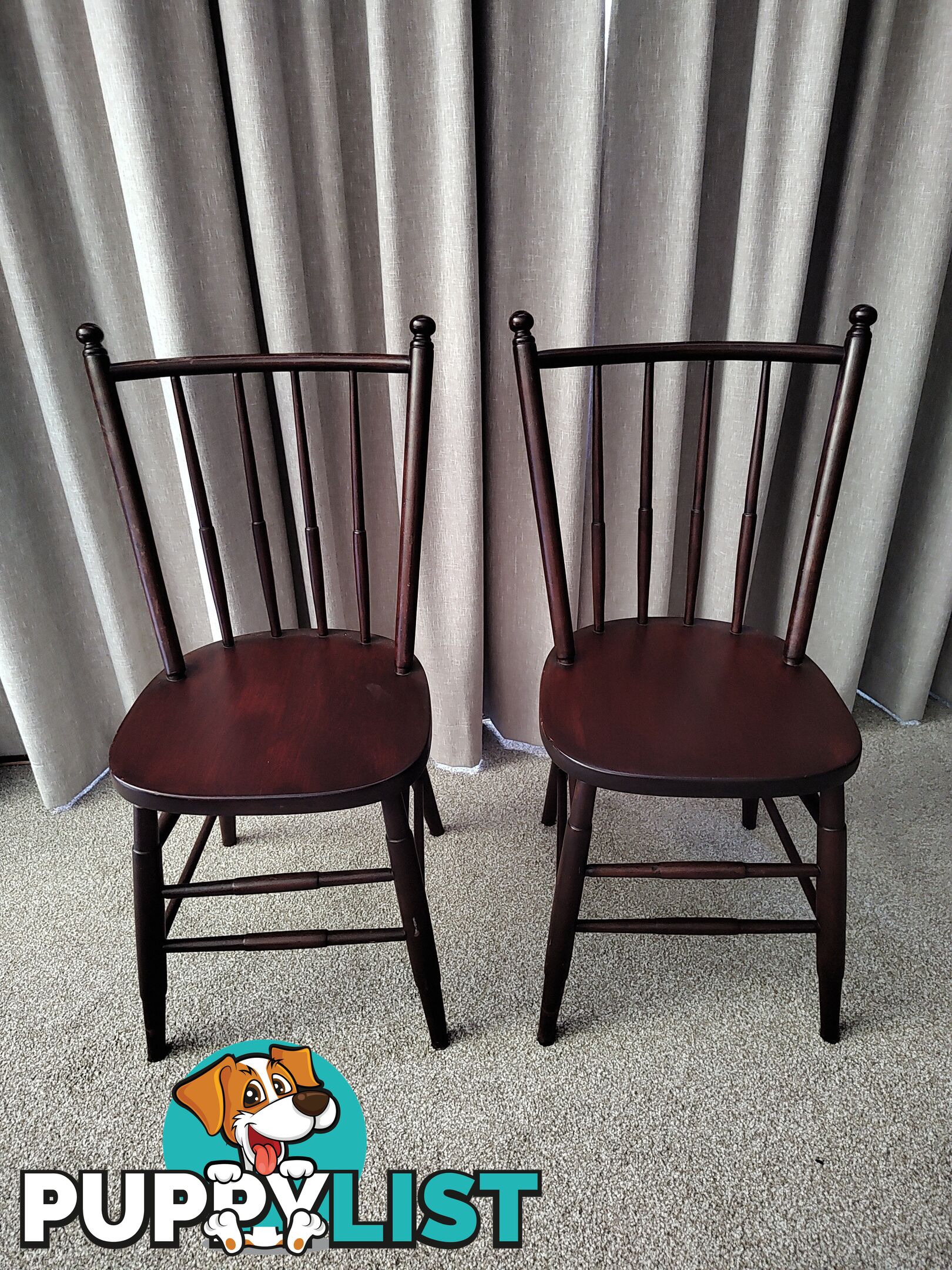 2 SOLID TIMBER DINING CHAIRS WITH CUSHION EXCELLENT VALUE