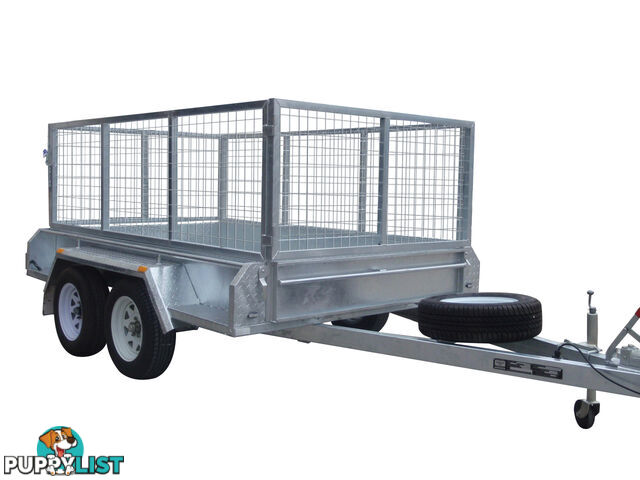 9x5 Tandem Heavy Duty Galvanised With 300mm Checker Plate Sides & 800mm Removable Mesh Cage Including Front & Rear Gates