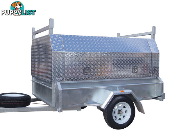 8x5 Single Axle With 410mm Deep Checker Plate Sides & Standard Aluminium Tradesman Canopy