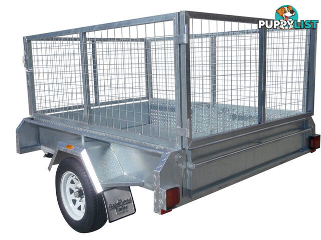 7X5 Single Axle Galvanised Heavy Duty With 800mm Removable Mesh Cage Including Front & Rear Gates