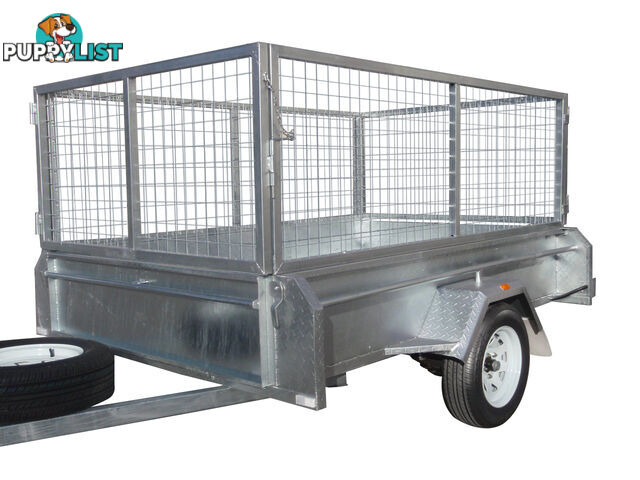 8x5 Single Axle Heavy Duty Galvanised With 800mm Removable Mesh Cage Including Front & Rear Gates