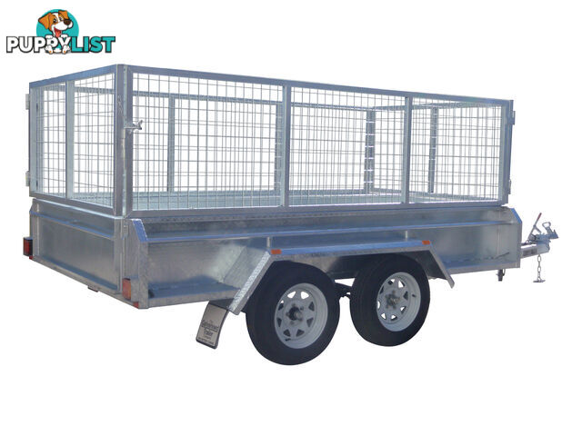 10x5 Tandem Heavy Duty Galvanised With 410mm Deep Checker Plate Sides & 800mm Removable Mesh Cage Including Front & Rear Gates